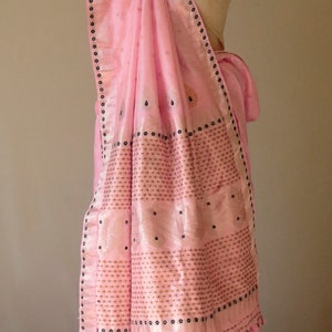 Soft Pink Colour Handloom Mulberry Silk Saree from Assam , India