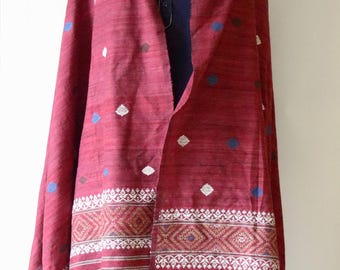Handwoven Natural Dyed Hand Spun Eri Silk Shawl From Assam , India