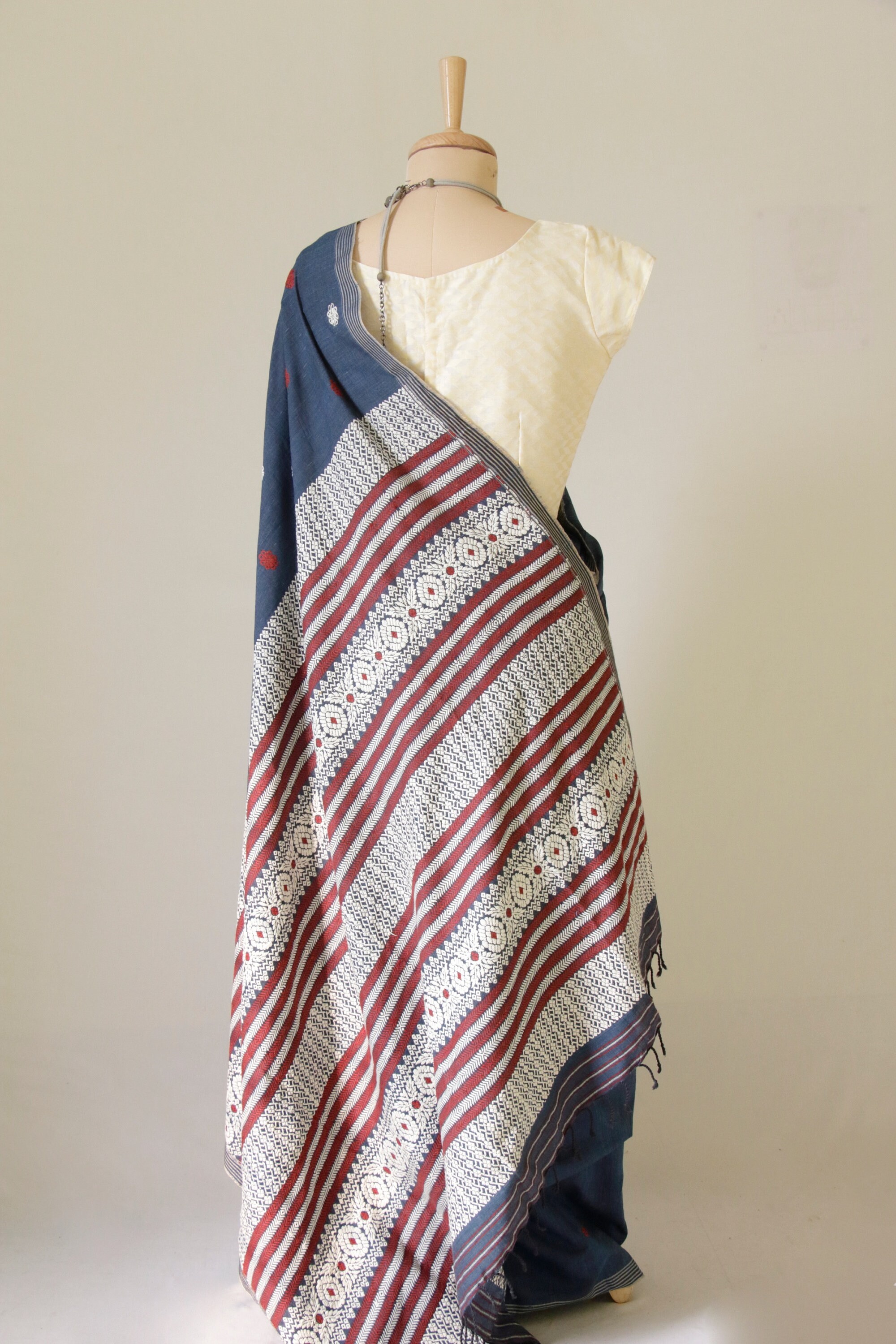 Natural Dye Indigo Cotton silk Handwoven Sari Etsy