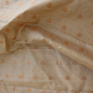 Muslin Silk Zari Loom Mango Motif Dyeable Fabric main image 1