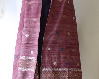 Handwoven Natural Dyed Hand Spun Eri Silk Shawl From Assam , India