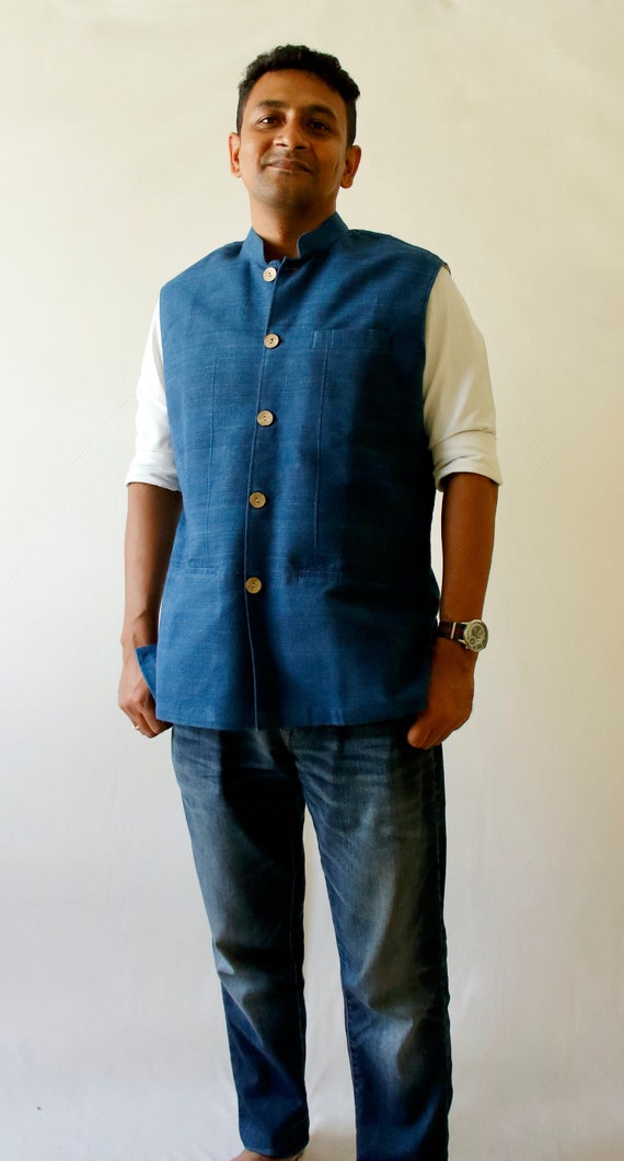 Mens Half Jacket Chinese Collar Menswear Half Jacket Nehru Jacket Etsy Canada