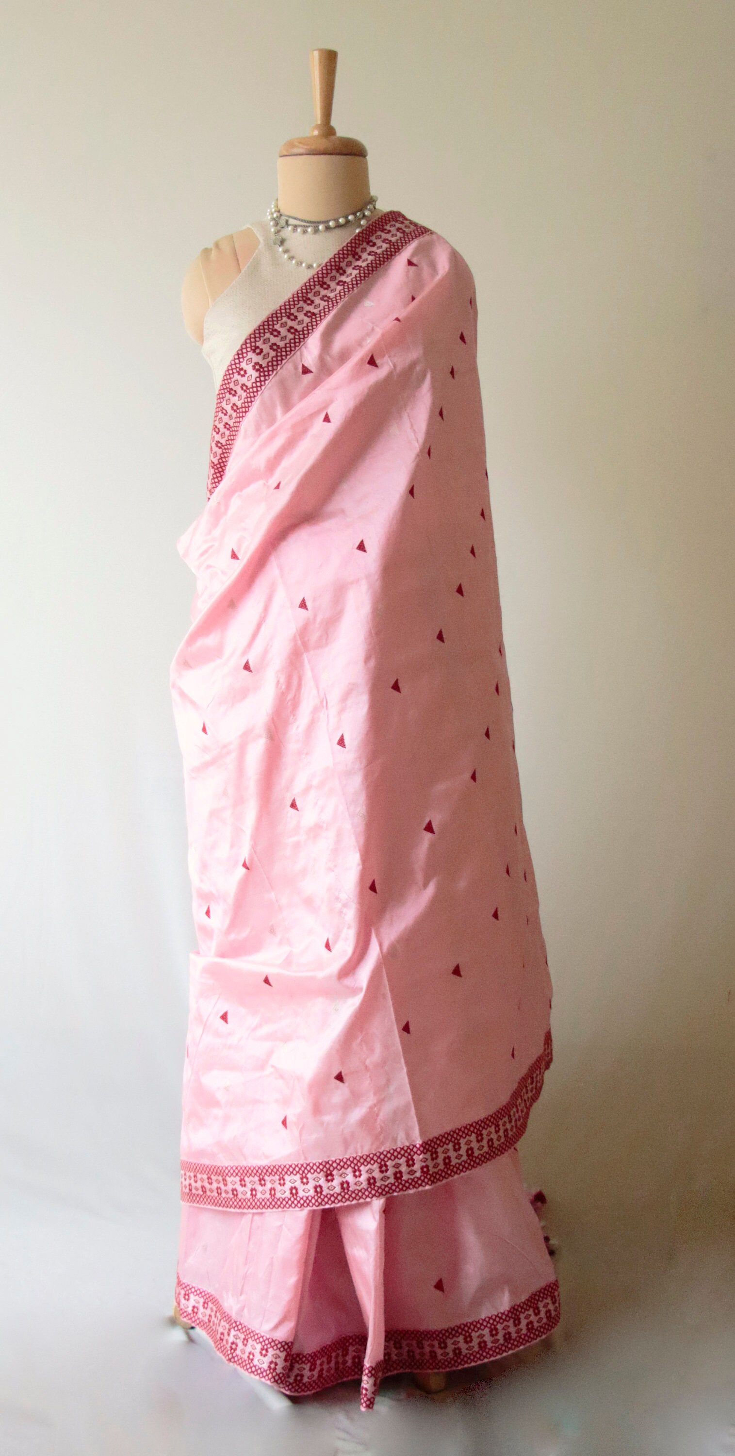 Tota Pink Mulberry Silk Saree