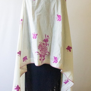 Pure Silk Dupatta / Wrap  with Hand Embroidered Parsi embroidery- Limited Edition