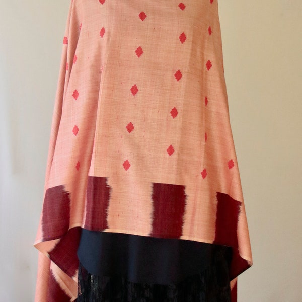 Handwoven Ikat Weave Eri Silk  Wrap / Dupatta from Assam , India