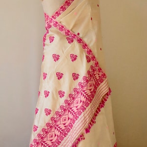Light Golden Handloom Silk Saree from Assam , India