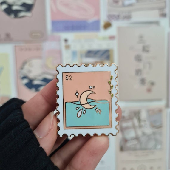 Stamp Postage Enamel Pin Hard Enamel Pin, Rose Gold Pin, Music Pin