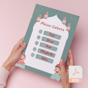 Gebetstracker für Kinder | Kids Prayers Tracker Printable | Islamischer Gebetsplan | Muslim Prayer Log | Digitaler Download