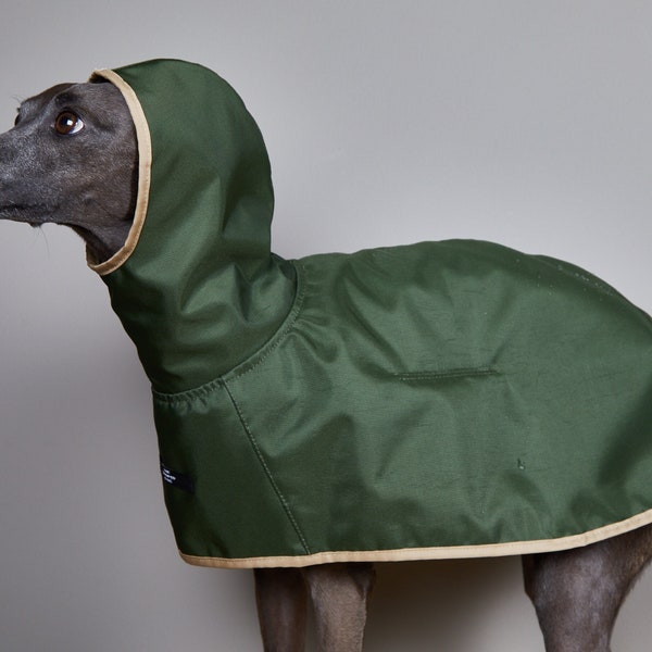 Italian Greyhound and Whippet Green Waterproof Hooded Coat, Dog Coat, Dog Clothes - PARAMOUNT