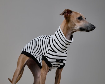 Italian Greyhound and Whippet Striped Black and White Vest, Dog Clothes - SHADE