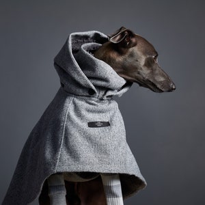 Italian Greyhound and Whippet Grey Turtleneck and Hooded Cape, Dog Coat, Dog Clothes - DOWNEY