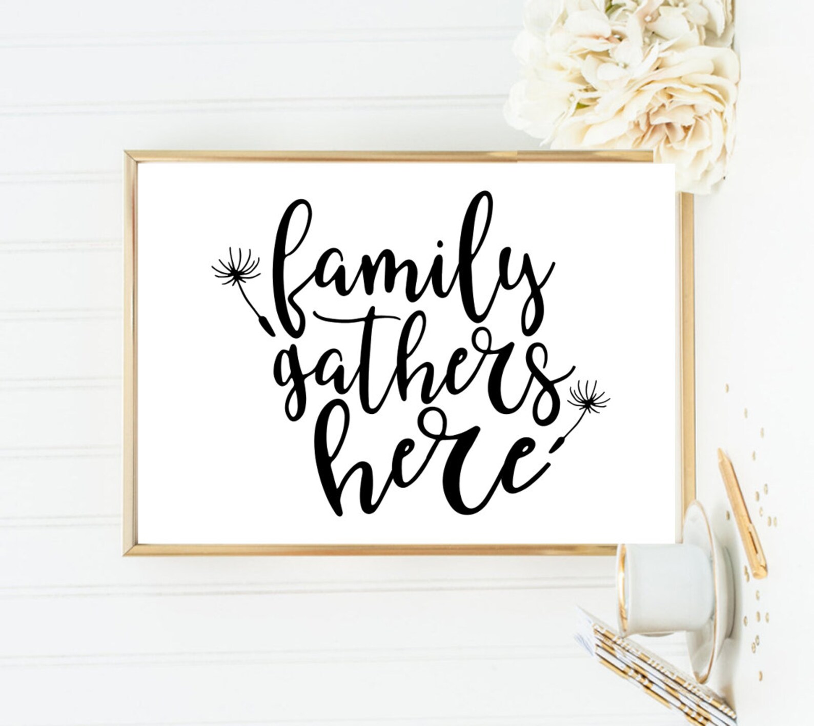 Family Gathers Here Print Wall Art Home Decor Interior Design Etsy