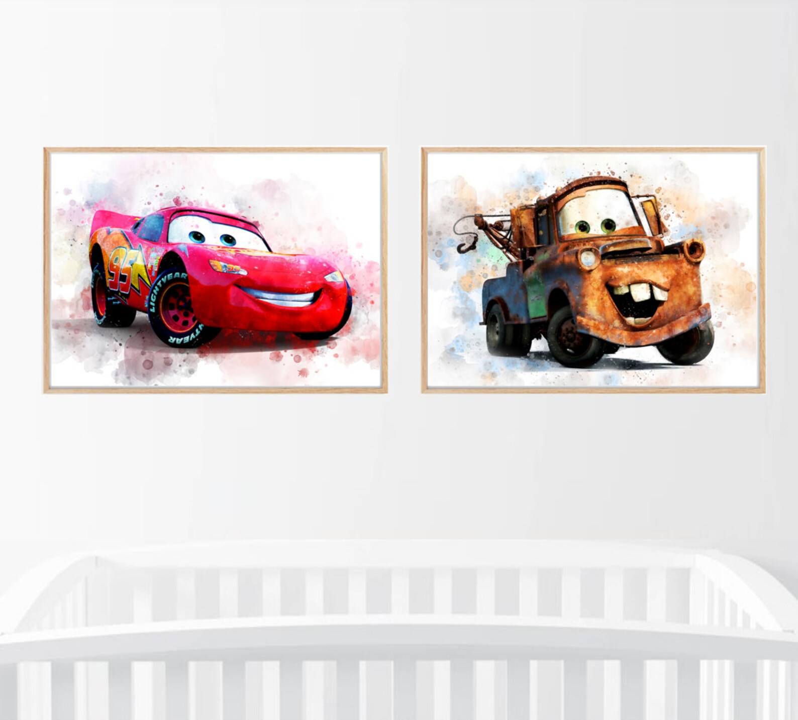Disney Pixar Cars Watercolour Baby Nursery Print Set Wall Art Etsy