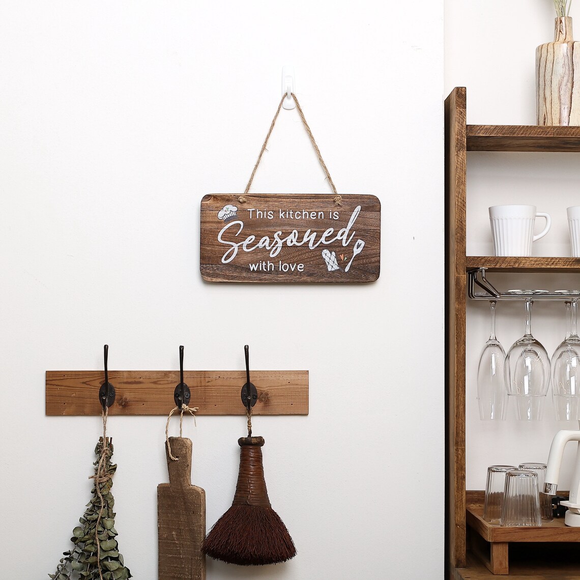 Rustic Wood Wall Sign This kitchen is seasoned with love 6 x | Etsy