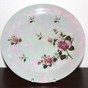 1960&#39;s Vintage Porcelain Plate, Bowl, Cake Plate, GDR, GDR, Floral Motif Mother-of-Pearl
