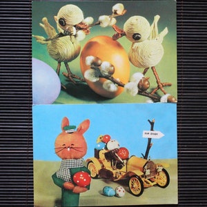 Cartoline d'epoca Pasqua GDR fine anni '60 coniglio inutilizzato