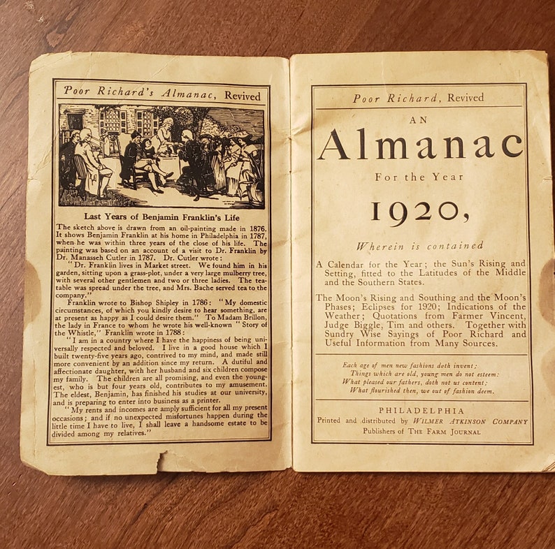 Poor Richard Almanac revived 1920 Benjamin Franklin Etsy UK
