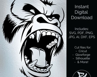 King Kong Gorilla Clip Art Grafik digitaler Download Dateien: Png, Jpg, Svg, Ai, Dxf, Eps, Pdf