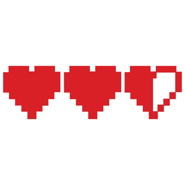Legend of Zelda - Link 8-bit life meter hearts vinyl sticker decal for laptops, phones, cars, & more