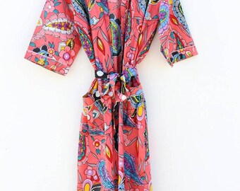 EXPRESS DELIVERY- Cotton kimono Robes, Suzani print Kimono, Soft and comfortable Bath robes, wrap dress, House Coat Robe valentines day gift