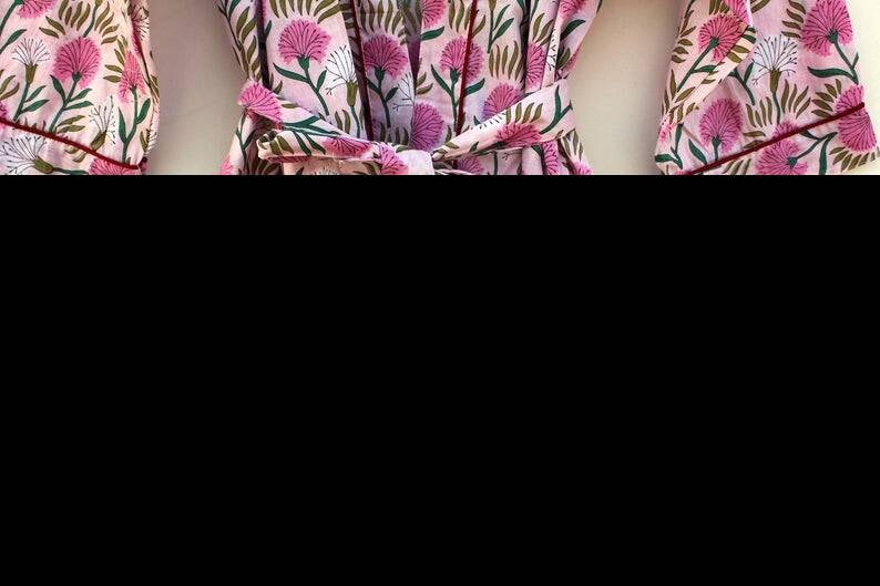 bridesmaid kimono robe printed organic Indian floral robe floral kimono Indian floral gown Floral Print robes Beautiful bridal kimono
