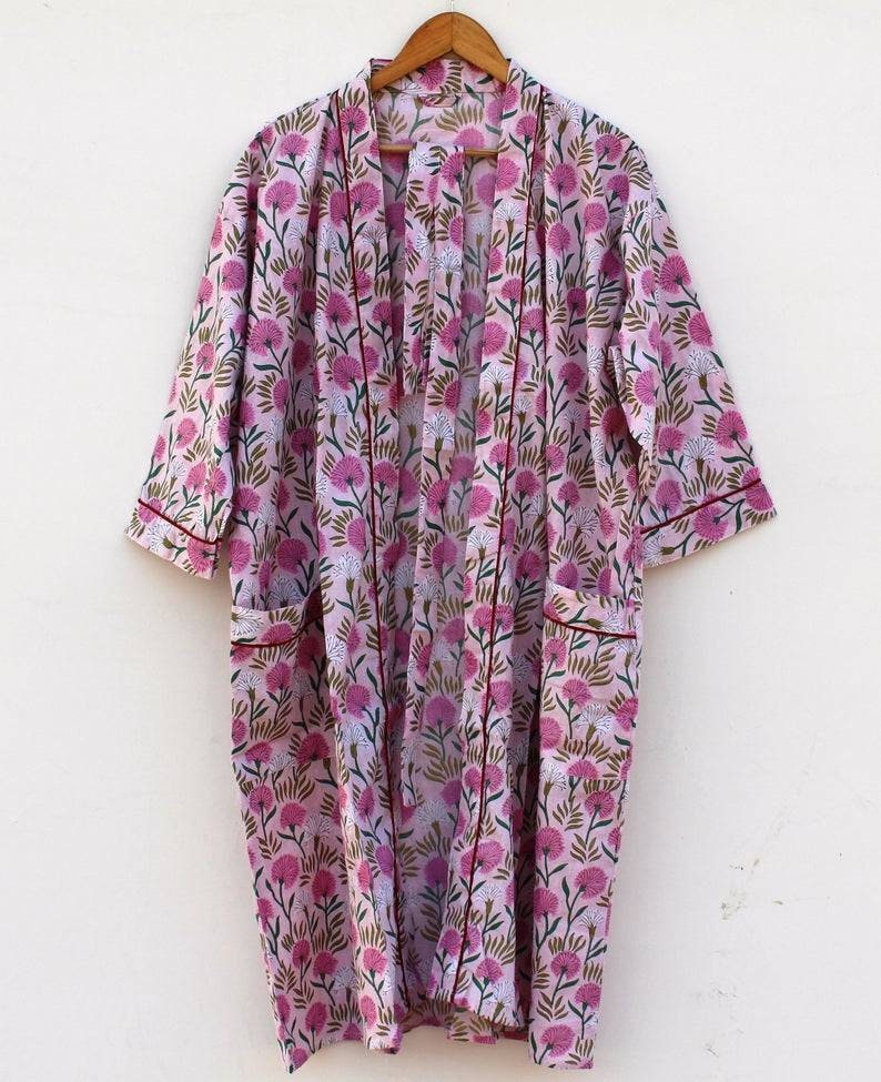 bridesmaid kimono robe printed organic Indian floral robe floral kimono Indian floral gown Floral Print robes Beautiful bridal kimono