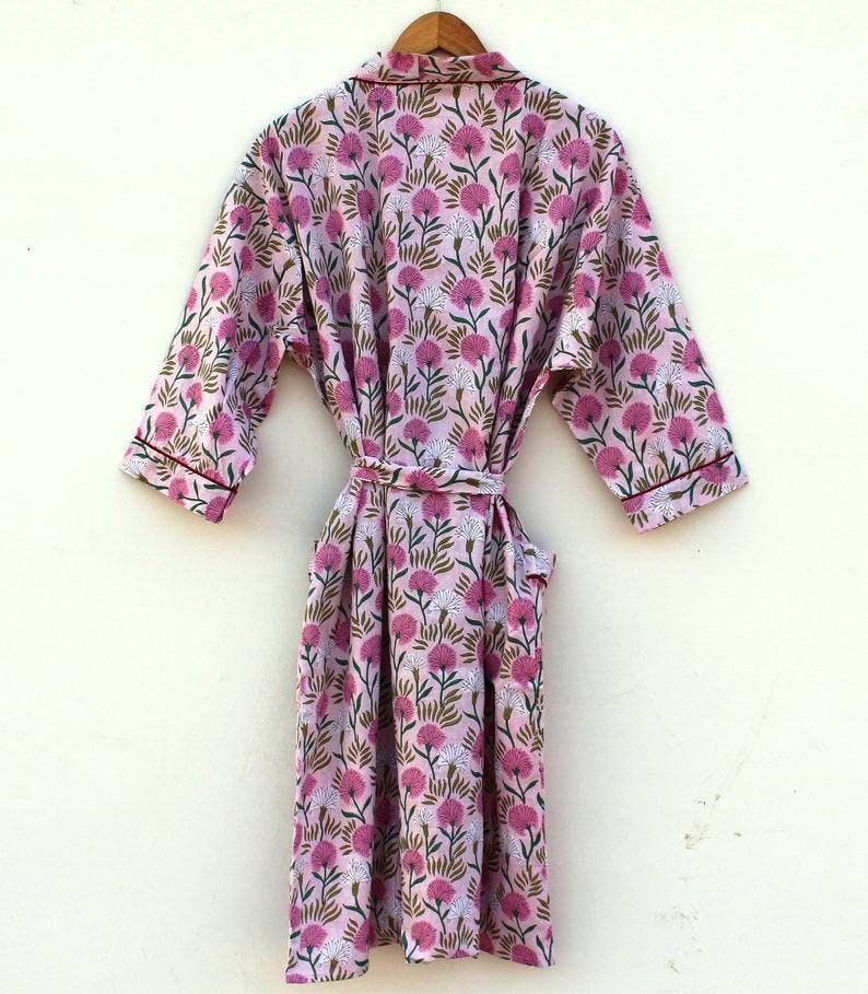 bridesmaid kimono robe printed organic Indian floral robe floral kimono Indian floral gown Floral Print robes Beautiful bridal kimono