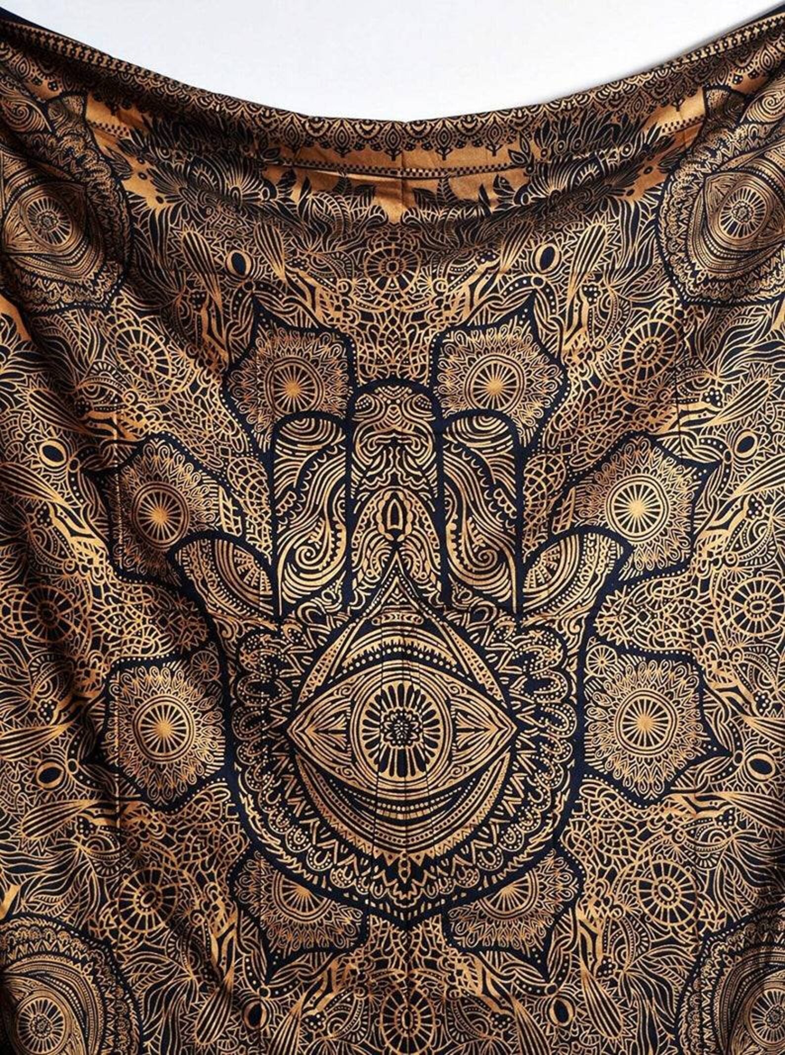 Hamsa Hand Tapestry Black Gold Throw Indian Hippie Tapestry - Etsy