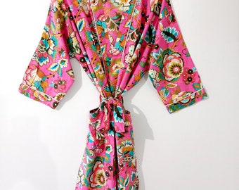 Cotton kimono robe, block print robes for women,Dressing gown, plus sized robes, ,Cotton Kimono, Beach Cover Up, Lounge Wear, Casual wear