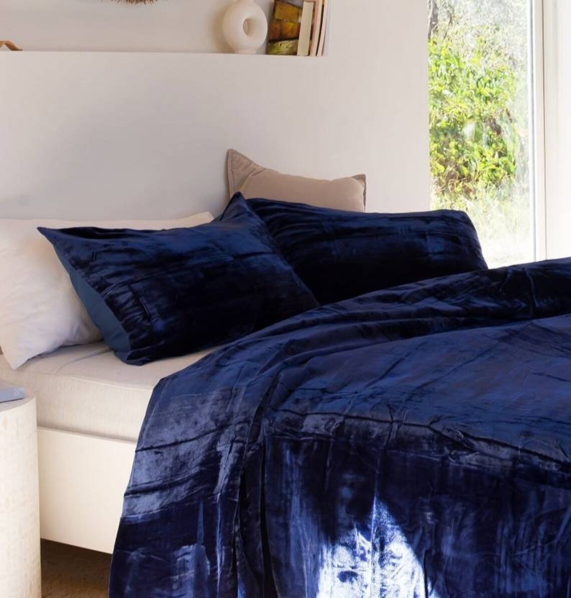 Pieces Set Luxe Royal Blue Velvet Duvet Cover Boho Bedding UO Etsy UK