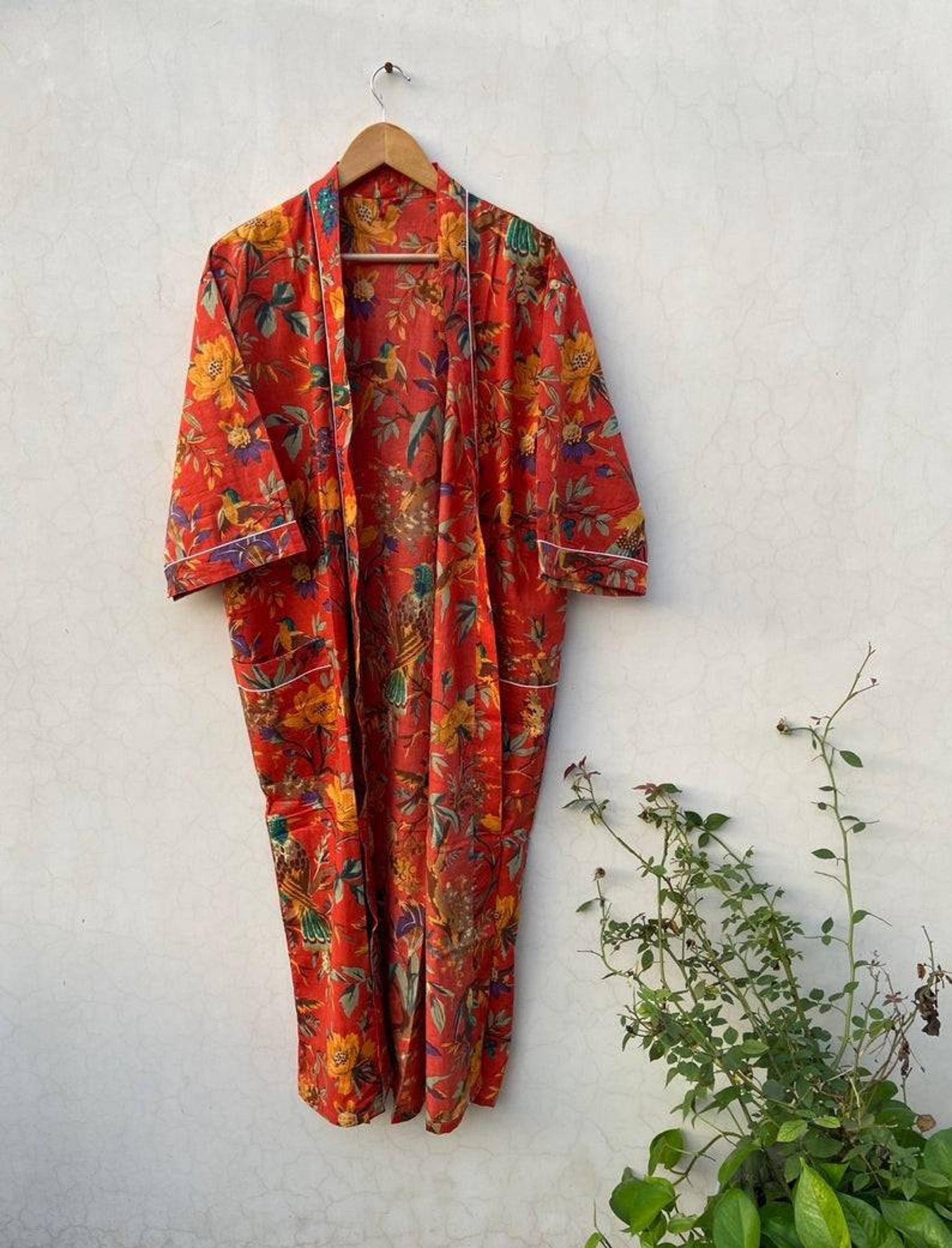 Cotton kimono Robes Bird print Kimono Soft and comfortable Etsy