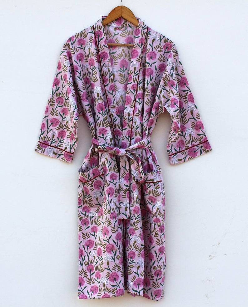 bridesmaid kimono robe printed organic Indian floral robe floral kimono Indian floral gown Floral Print robes Beautiful bridal kimono