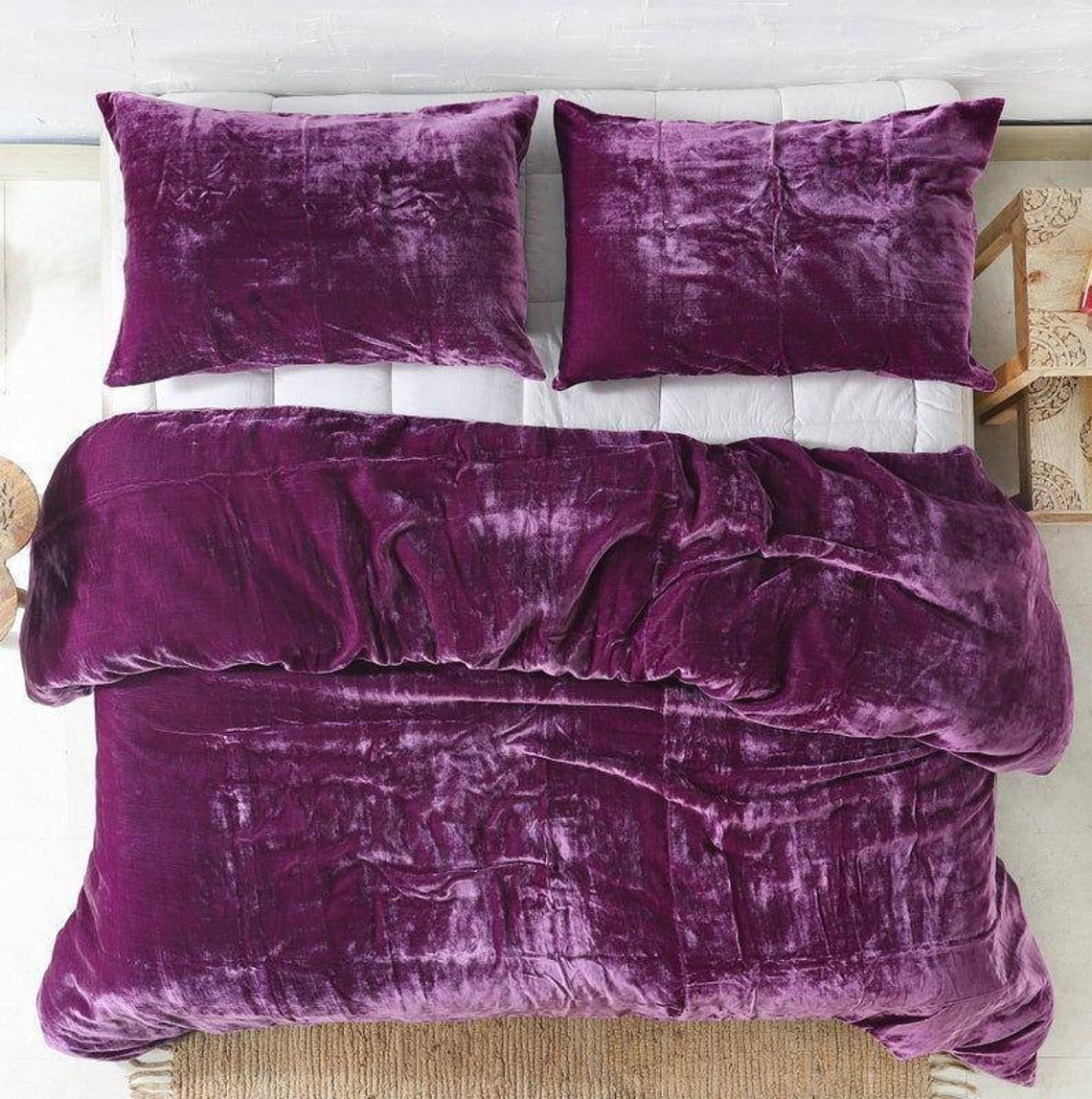 3 Pieces Set Luxury Crushed Velvet Duvet Cover Boho Bedding UO Comforter Cover Donna Cover Quilt