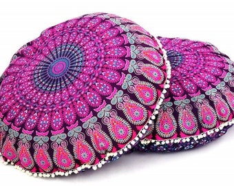 Mandala Levender Round Cushion Cover Mandala Pillow Cover Throw Meditation pouf Cover,Yoga Pouf Cushion Cover, Mandala Pouf Cover Decor Room