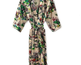 The Amazing CowBoy Cotton kimono Robes, Digital print Kimono, Soft and comfortable Bath robes, wrap dress, House Coat Robe