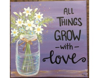 Inspirational Flower Quote Canvas Painting