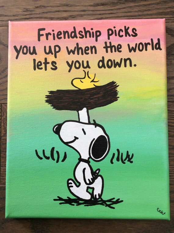 Snoopy and Woodstock Friendship Canvas Painting Etsy