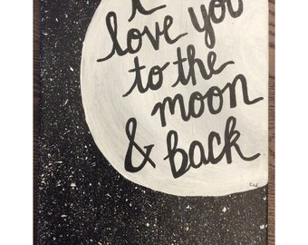 Inspirational Moon and Stars Quote Canvas Painting