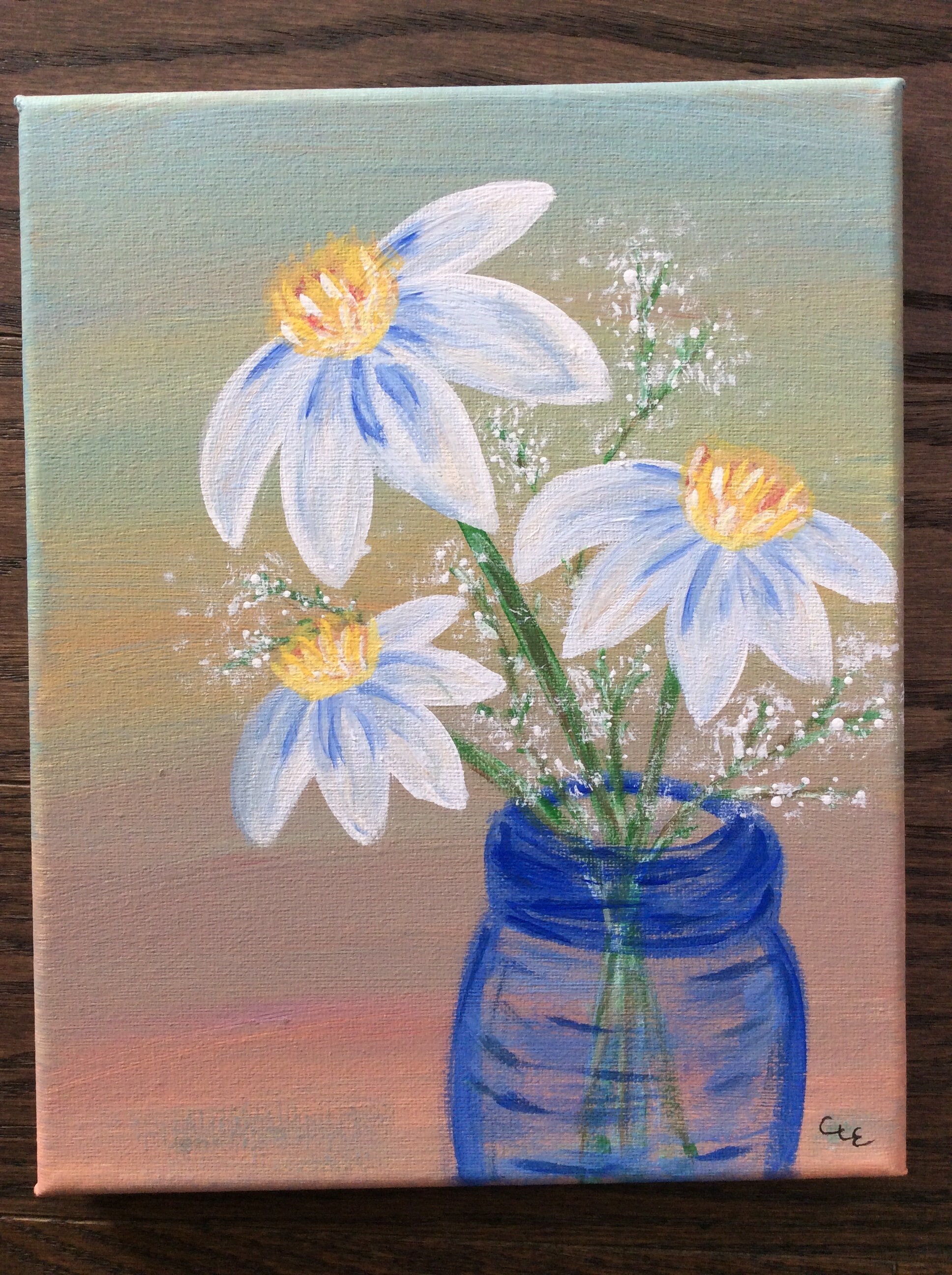 Mason Jar Flower Canvas Painting