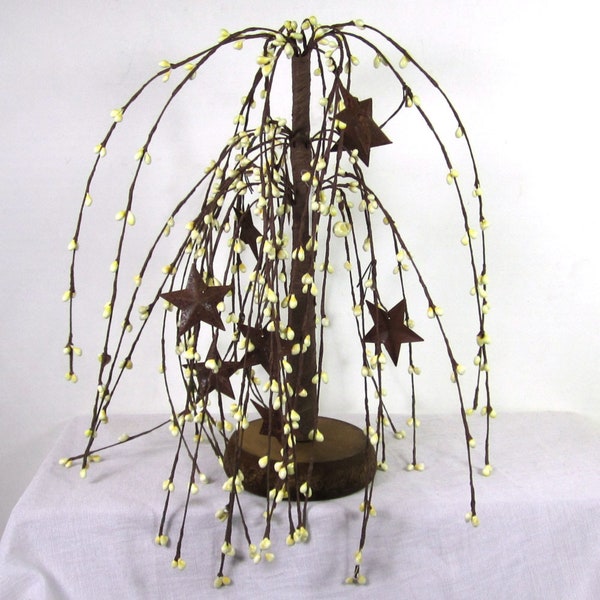 Pip Berry Tree Willow Tree Rusty Stars Country Home Decor Cream