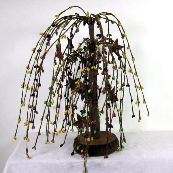 Primitive Pip Berry Mix Willow Tree Rusty Stars Country Home Decor