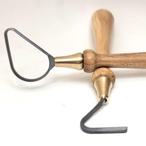 Curly & Spalted Maple Handmade Wooden Handled Carbide Trimming Tools for Pottery and Ceramics