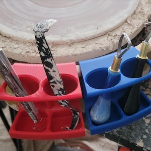 Unique Double Tool Holder Accessory Tray for Pottery Wheel and Ceramics Craft