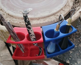 Unique Double Tool Holder Accessory Tray for Pottery Wheel and Ceramics Craft