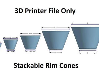 Digital 3D Printer File: Stackable Rim Cones for Pottery Wheel Throwing