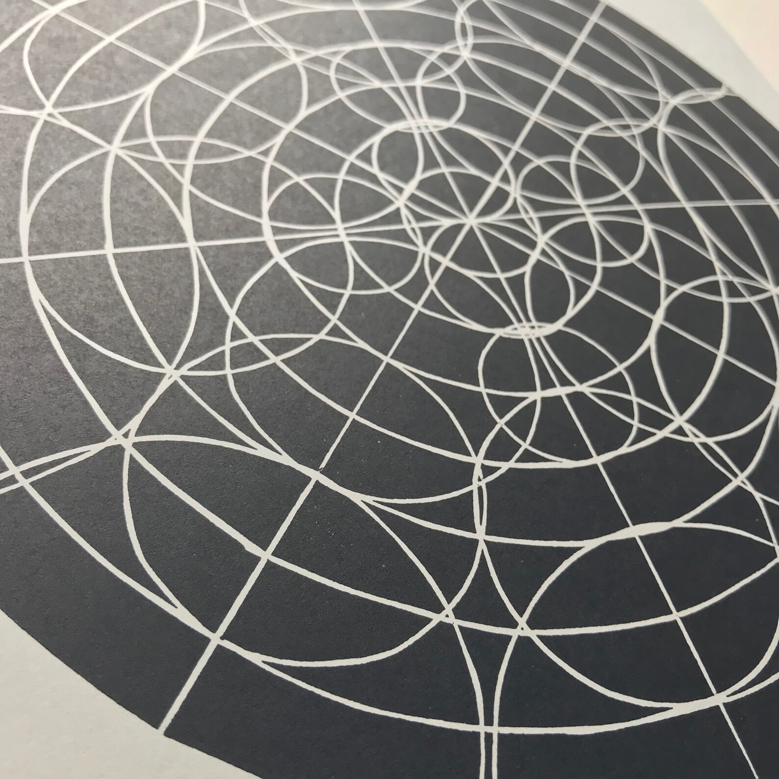 Geometric Linocut Print Full Circle 2 Wall art Etsy