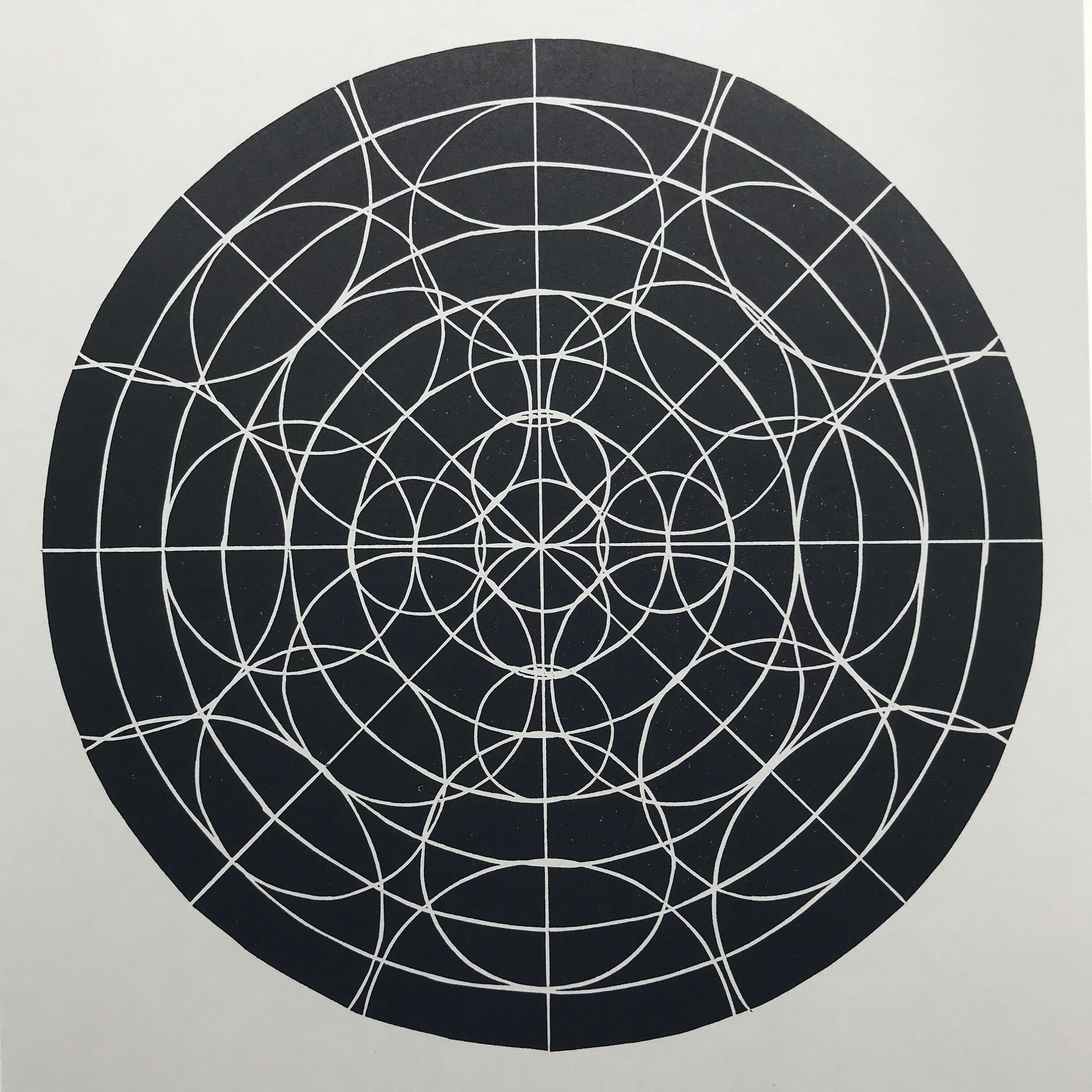 Geometric Linocut Print full Circle 2 Wall Art Etsy UK