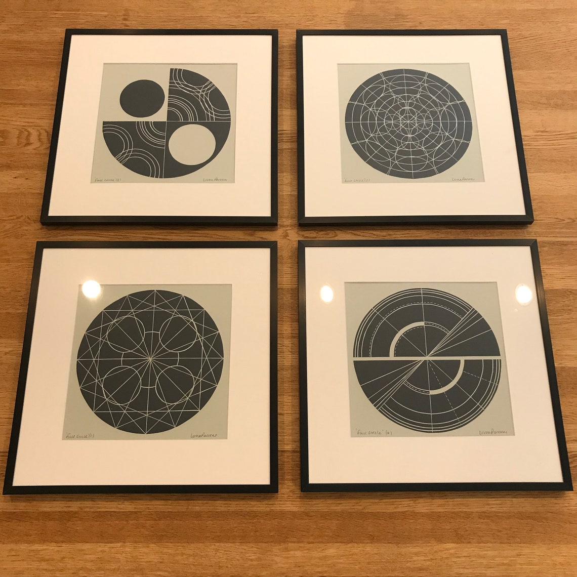Geometric Linocut Print full Circle 2 Wall Art Etsy UK
