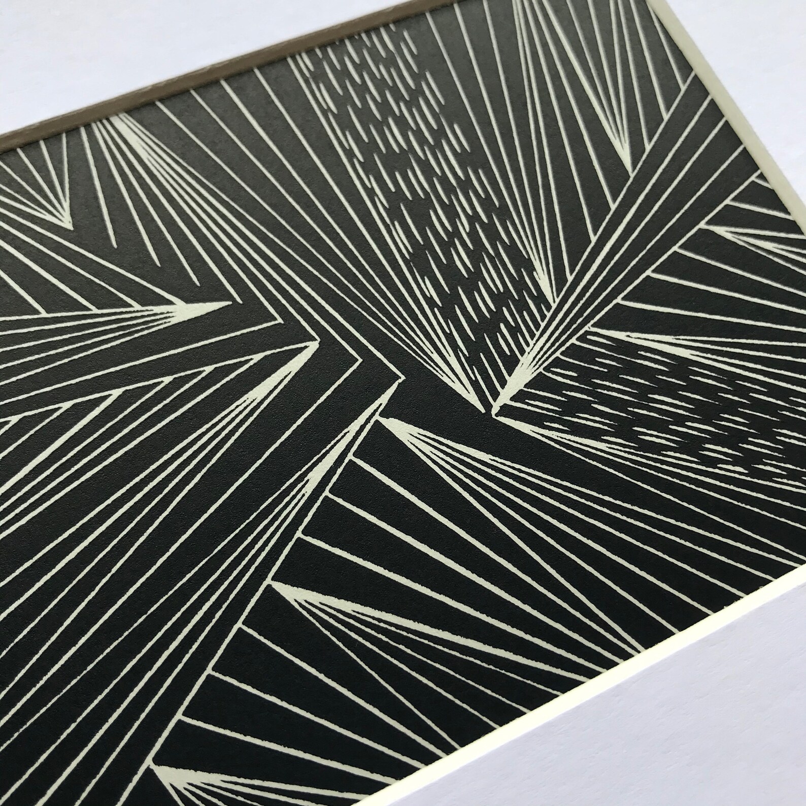 Abstract Geometric Linocut miniprint Peaks grey Etsy