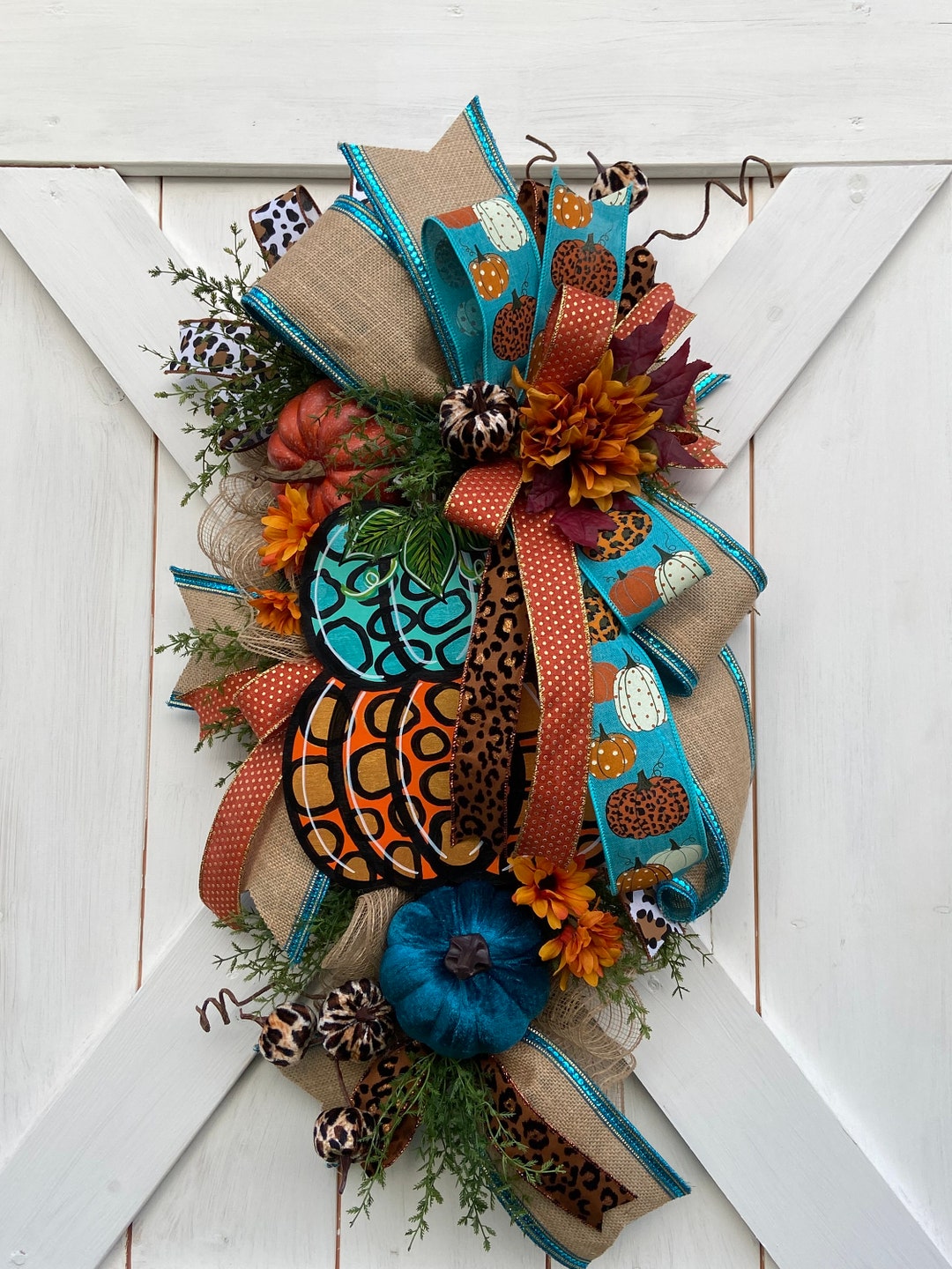 Fall Door Swag, Fall Swags for Front Door, Fall Pumpkin Wreath, Fall Wreath, Pumpkin